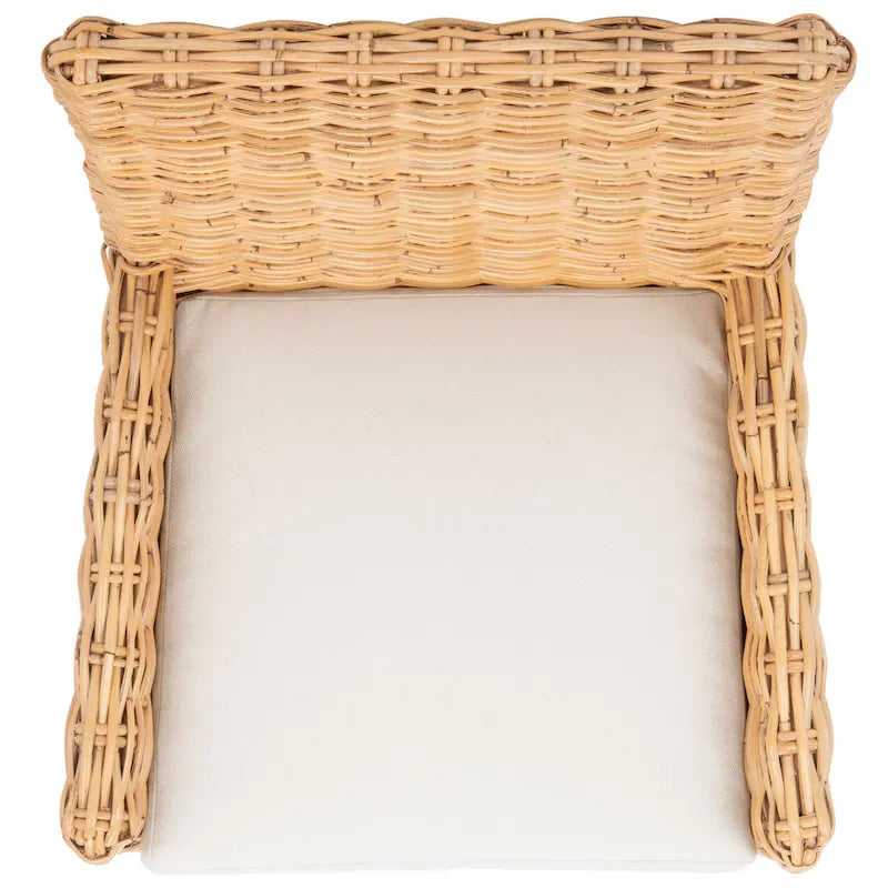Sillón decorativo de ratán costero con cojín - 18.5"An x 22.8"Prof x 38.2"Al