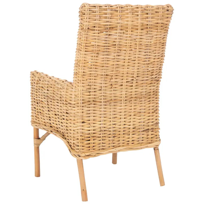 Sillón decorativo de ratán costero con cojín - 18.5"An x 22.8"Prof x 38.2"Al