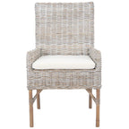 Sillón decorativo de ratán costero con cojín - 18.5"An x 22.8"Prof x 38.2"Al