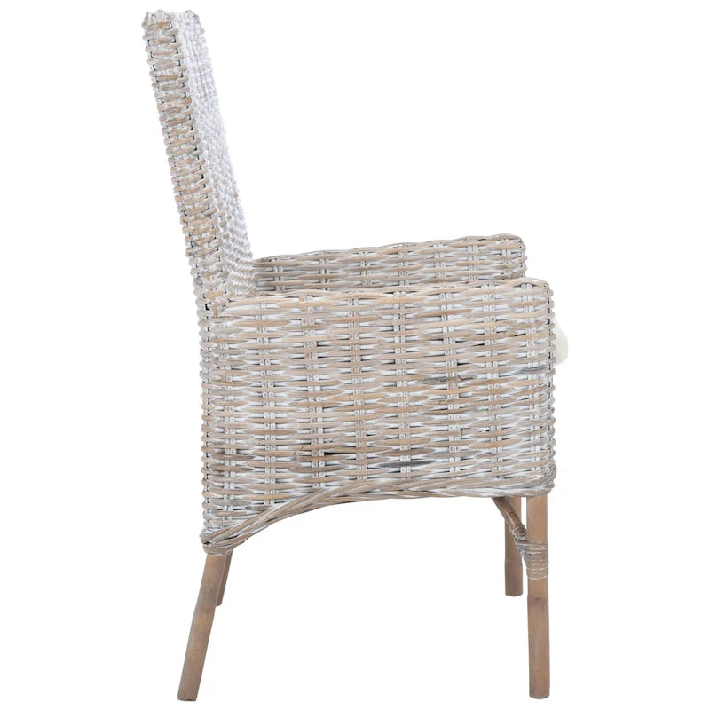 Sillón decorativo de ratán costero con cojín - 18.5"An x 22.8"Prof x 38.2"Al
