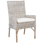 Sillón decorativo de ratán costero con cojín - 18.5"An x 22.8"Prof x 38.2"Al