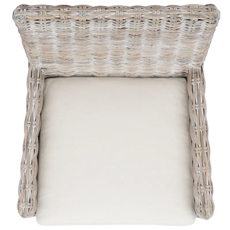 Sillón decorativo de ratán costero con cojín - 18.5"An x 22.8"Prof x 38.2"Al