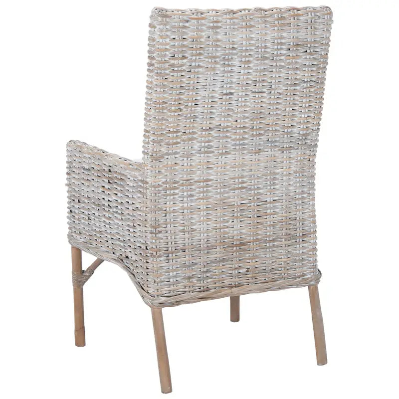 Sillón decorativo de ratán costero con cojín - 18.5"An x 22.8"Prof x 38.2"Al
