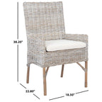 Sillón decorativo de ratán costero con cojín - 18.5"An x 22.8"Prof x 38.2"Al