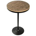 Mesa redonda ajustable de bar y comedor con tapa de madera