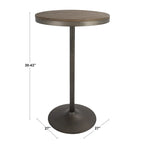 Mesa redonda ajustable de bar y comedor con tapa de madera