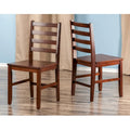 Juego de 2 sillas de comedor de madera maciza con respaldo de escalera, acabado nogal