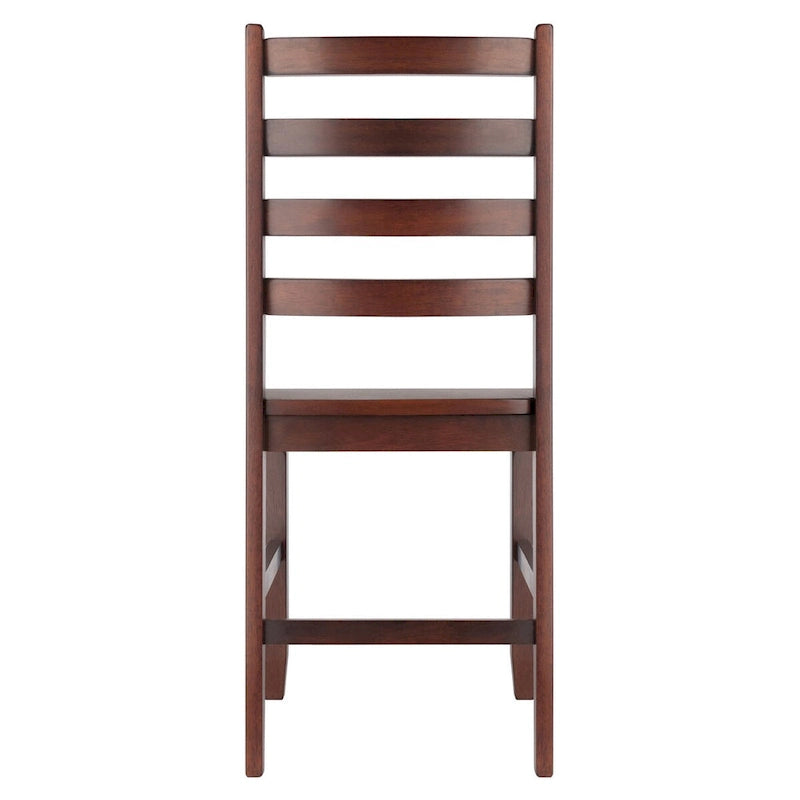 Juego de 2 sillas de comedor de madera maciza con respaldo de escalera, acabado nogal