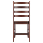 Juego de 2 sillas de comedor de madera maciza con respaldo de escalera, acabado nogal