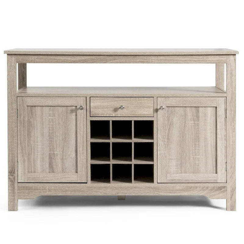 Aparador tipo bufé con almacenamiento para vinos y gabinete, 45.5" de ancho