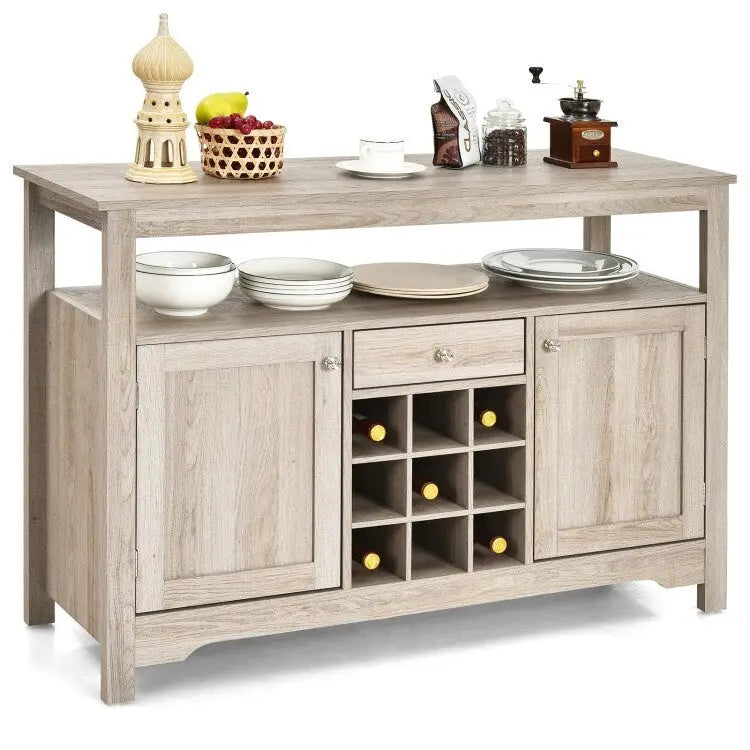 Aparador tipo bufé con almacenamiento para vinos y gabinete, 45.5" de ancho