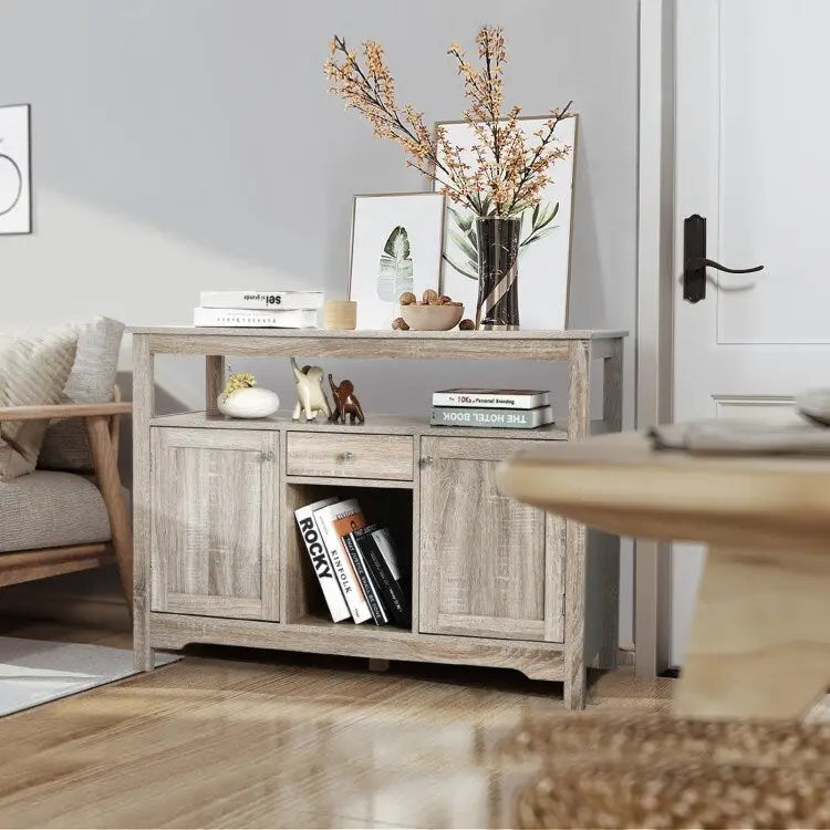 Aparador tipo bufé con almacenamiento para vinos y gabinete, 45.5" de ancho