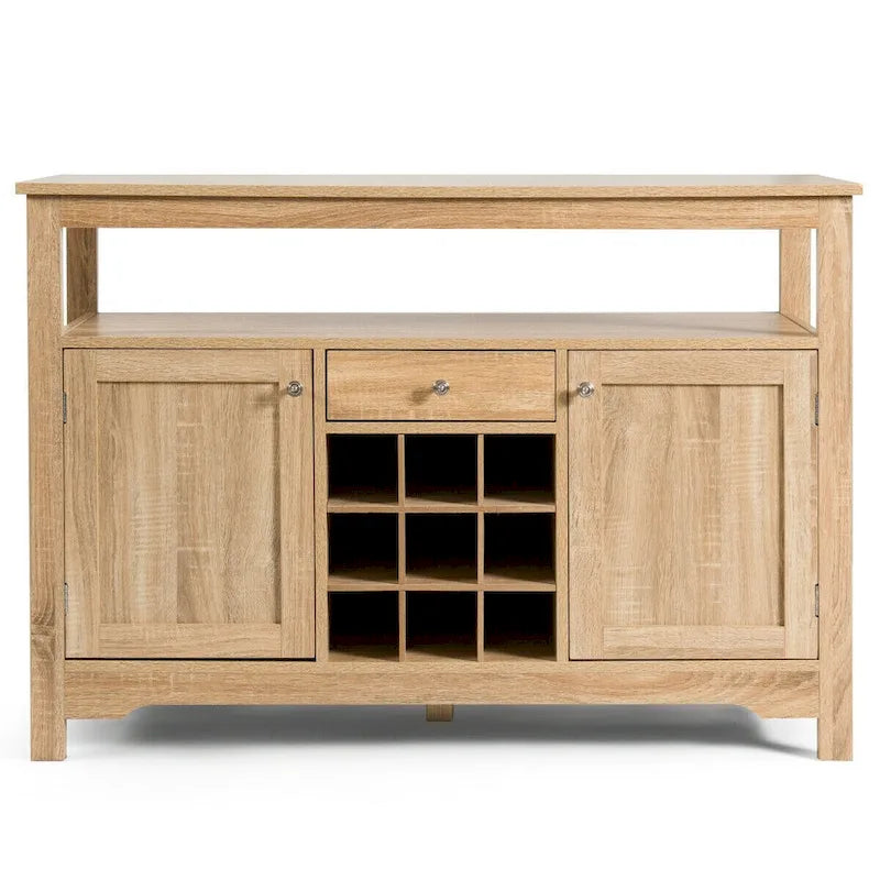 Aparador tipo bufé con almacenamiento para vinos y gabinete, 45.5" de ancho