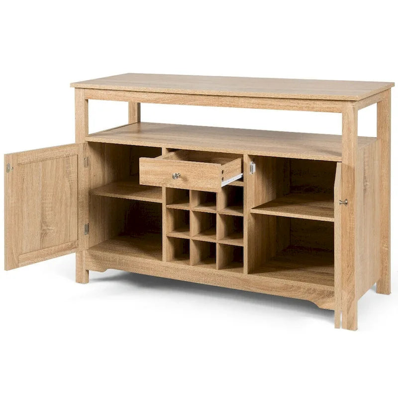 Aparador tipo bufé con almacenamiento para vinos y gabinete, 45.5" de ancho