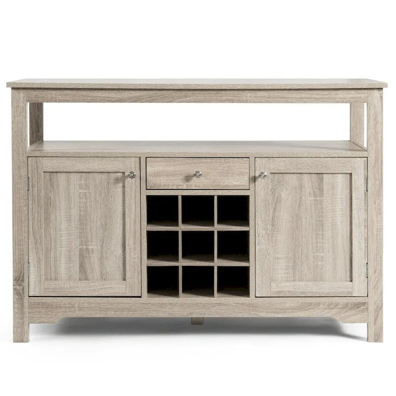 Aparador tipo bufé con almacenamiento para vinos y gabinete, 45.5" de ancho
