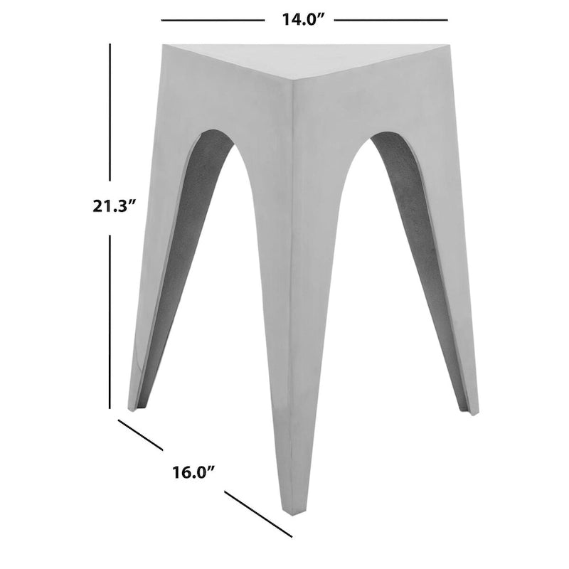 Mesa auxiliar triangular plateada - 15.8 x 15.8 x 21.3