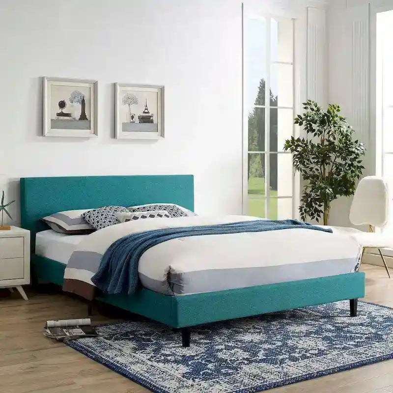 Base de cama tamaño Queen - Tapizada en lino