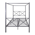 Base de cama de plataforma metálica de tamaño completo con cabecera y pie de cama