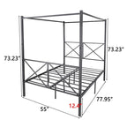 Base de cama de plataforma metálica de tamaño completo con cabecera y pie de cama