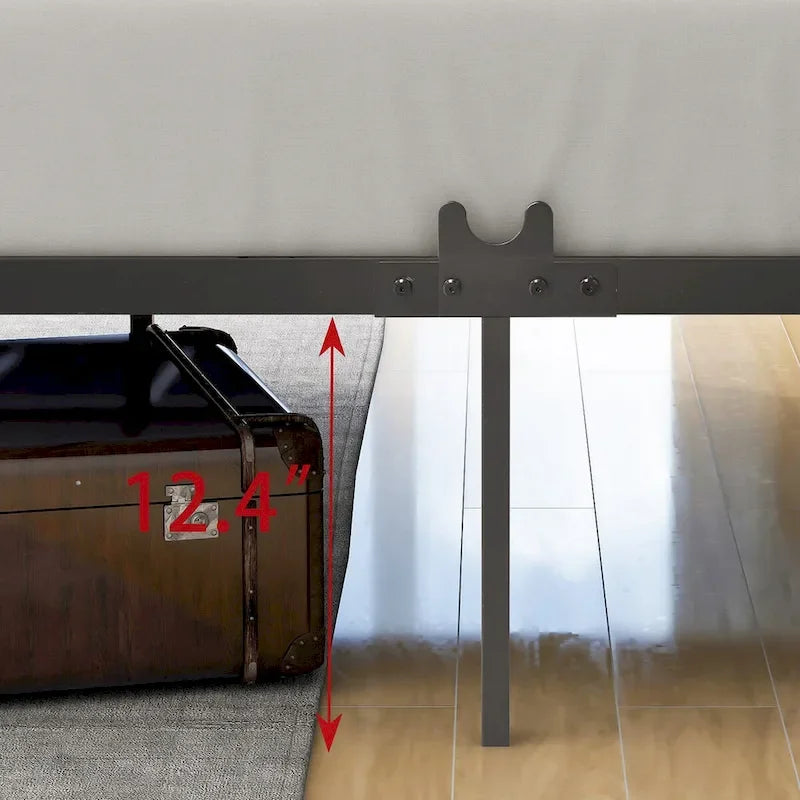 Base de cama de plataforma metálica de tamaño completo con cabecera y pie de cama