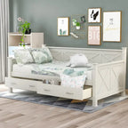 Sofá cama individual con cajones de almacenamiento y diseño de marco en X