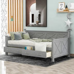 Sofá cama individual con cajones de almacenamiento y diseño de marco en X