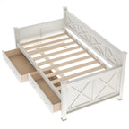 Sofá cama individual con cajones de almacenamiento y diseño de marco en X