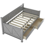 Sofá cama individual con cajones de almacenamiento y diseño de marco en X