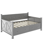 Sofá cama individual con cajones de almacenamiento y diseño de marco en X