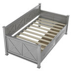 Sofá cama individual con cajones de almacenamiento y diseño de marco en X