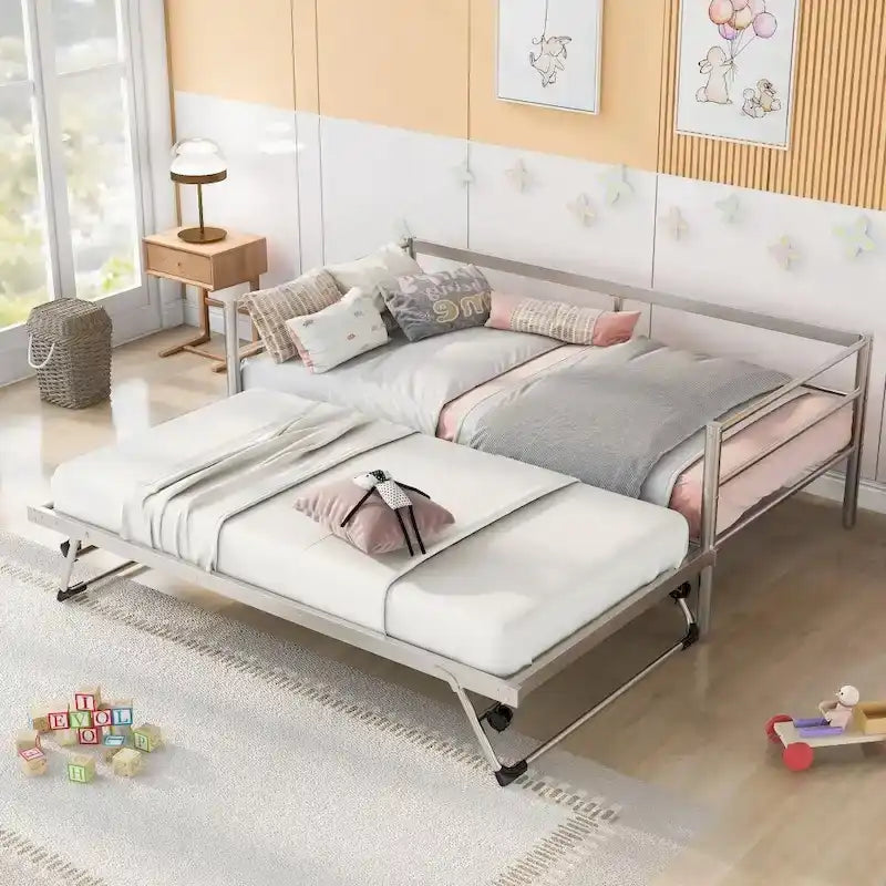 Sofá cama de metal tamaño Twin con nido ajustable