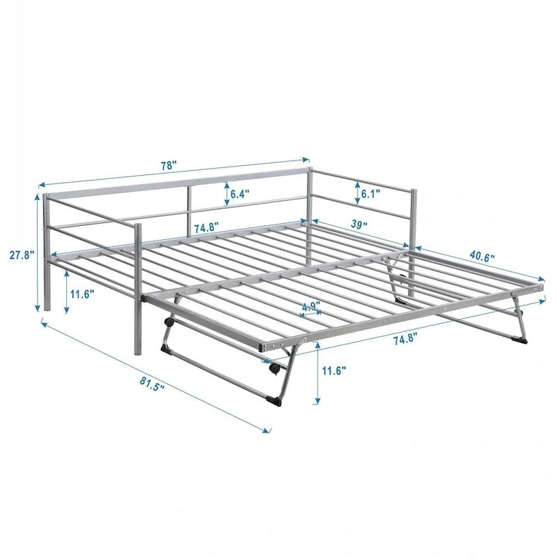 Sofá cama de metal tamaño Twin con nido ajustable