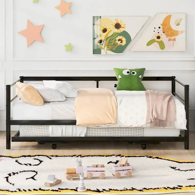 Sofá cama de metal tamaño Twin con nido ajustable