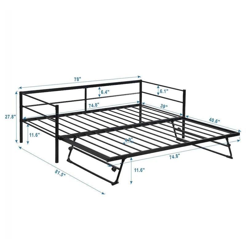 Sofá cama de metal tamaño Twin con nido ajustable