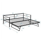 Sofá cama de metal tamaño Twin con nido ajustable