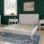 Cama con plataforma de madera maciza y cabecero