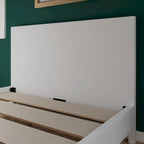 Cama con plataforma de madera maciza y cabecero