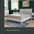 Cama con plataforma de madera maciza y cabecero