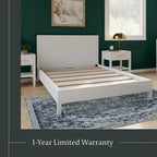 Cama con plataforma de madera maciza y cabecero