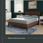 Cama con plataforma de madera maciza y cabecero