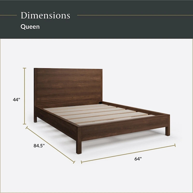 Cama con plataforma de madera maciza y cabecero