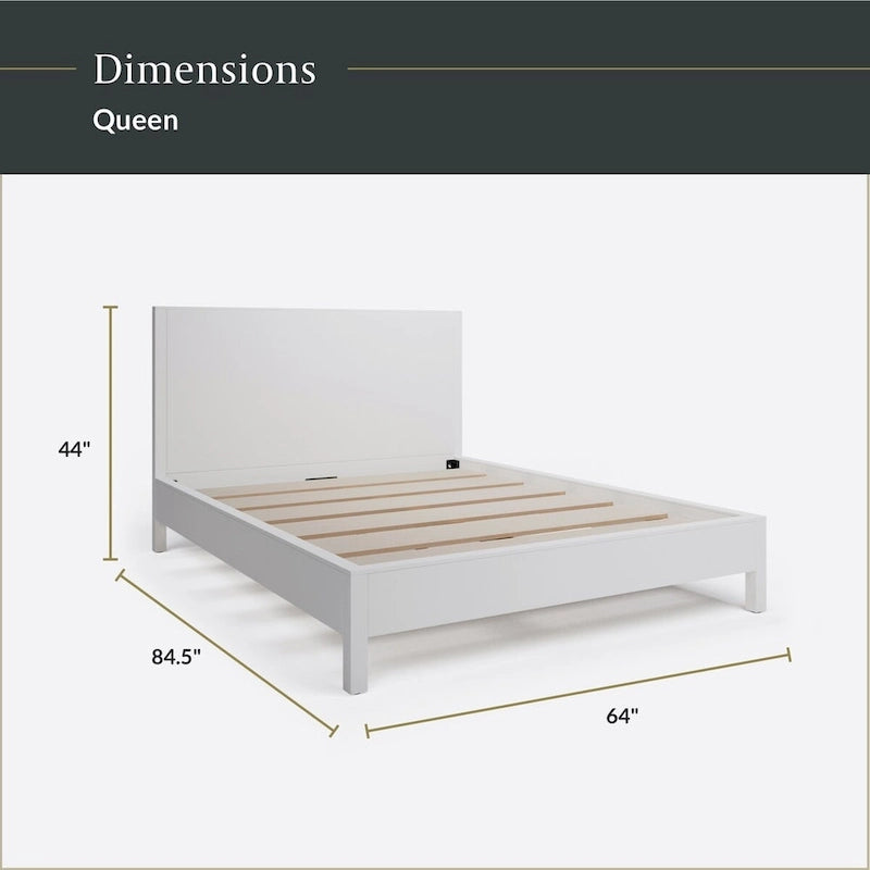 Cama con plataforma de madera maciza y cabecero
