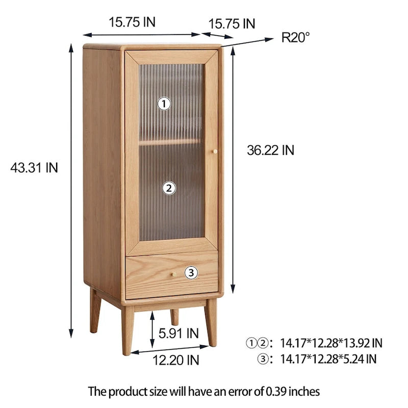 Armario de almacenamiento de madera maciza con estantes y cajón