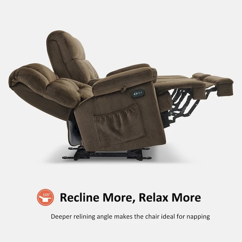 Sillón reclinable eléctrico de dos plazas con consola, vibración y calor, puertos de carga USB