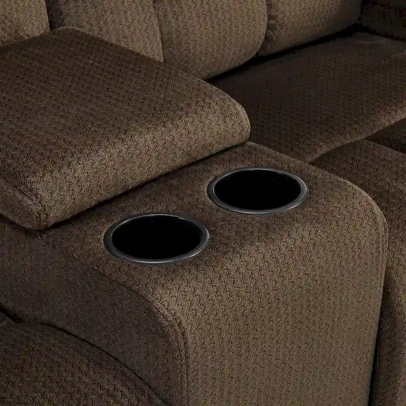 Sillón reclinable eléctrico de dos plazas con consola, vibración y calor, puertos de carga USB