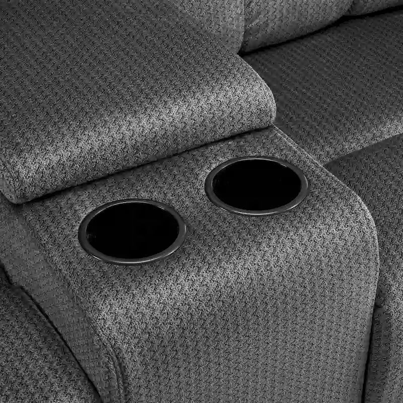 Sillón reclinable eléctrico de dos plazas con consola, vibración y calor, puertos de carga USB