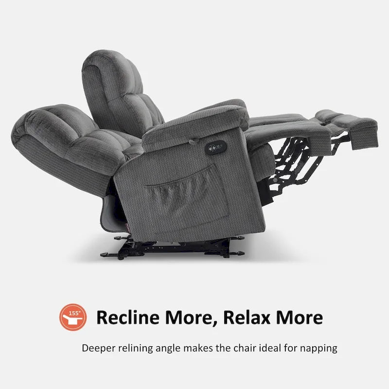 Sillón reclinable eléctrico de dos plazas con consola, vibración y calor, puertos de carga USB