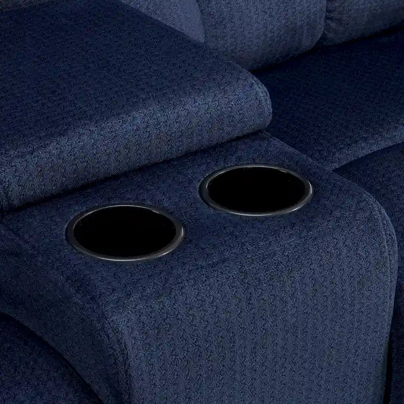 Sillón reclinable eléctrico de dos plazas con consola, vibración y calor, puertos de carga USB