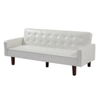 Sofá cama convertible de piel sintética de 74" con respaldo ajustable, 3 plazas