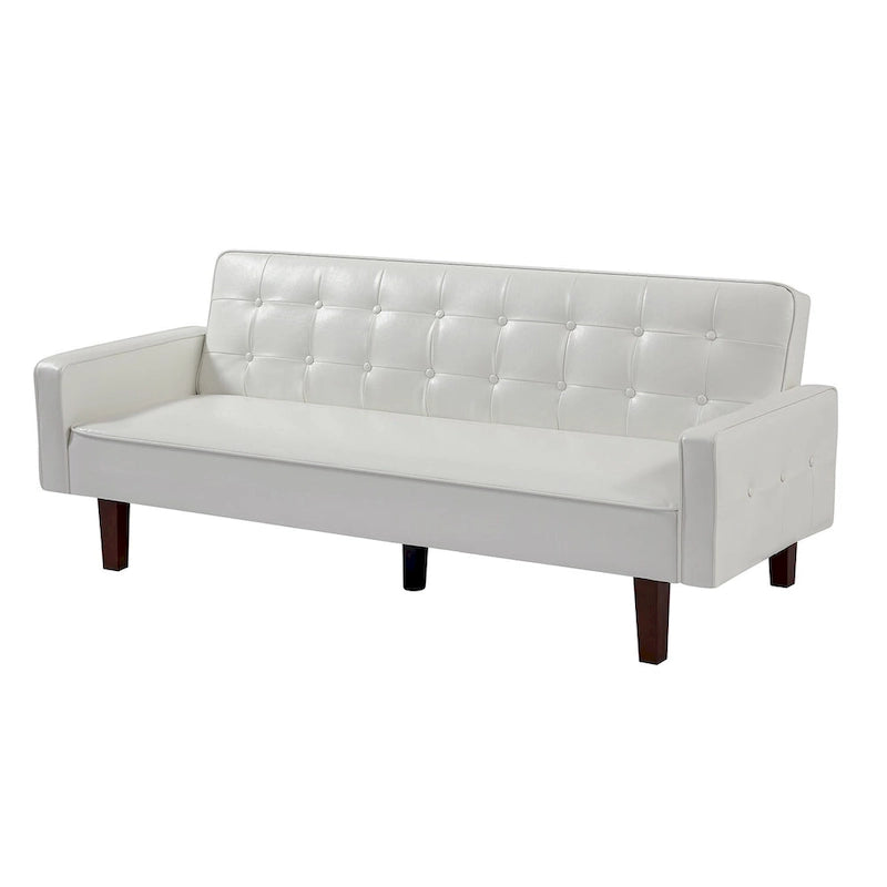 Sofá cama convertible de piel sintética de 74" con respaldo ajustable, 3 plazas